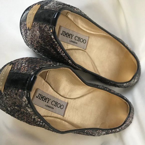 JIMMY CHOO bronze silver gold sequin ballet flats - Picture 6 of 7